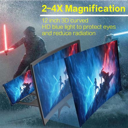 2X-4X magnification 12" 3D Curve Cell Phone Amplifier Screen Magnifier